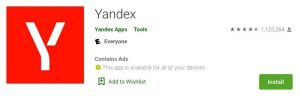  to the Google Play Store and install Yandex.